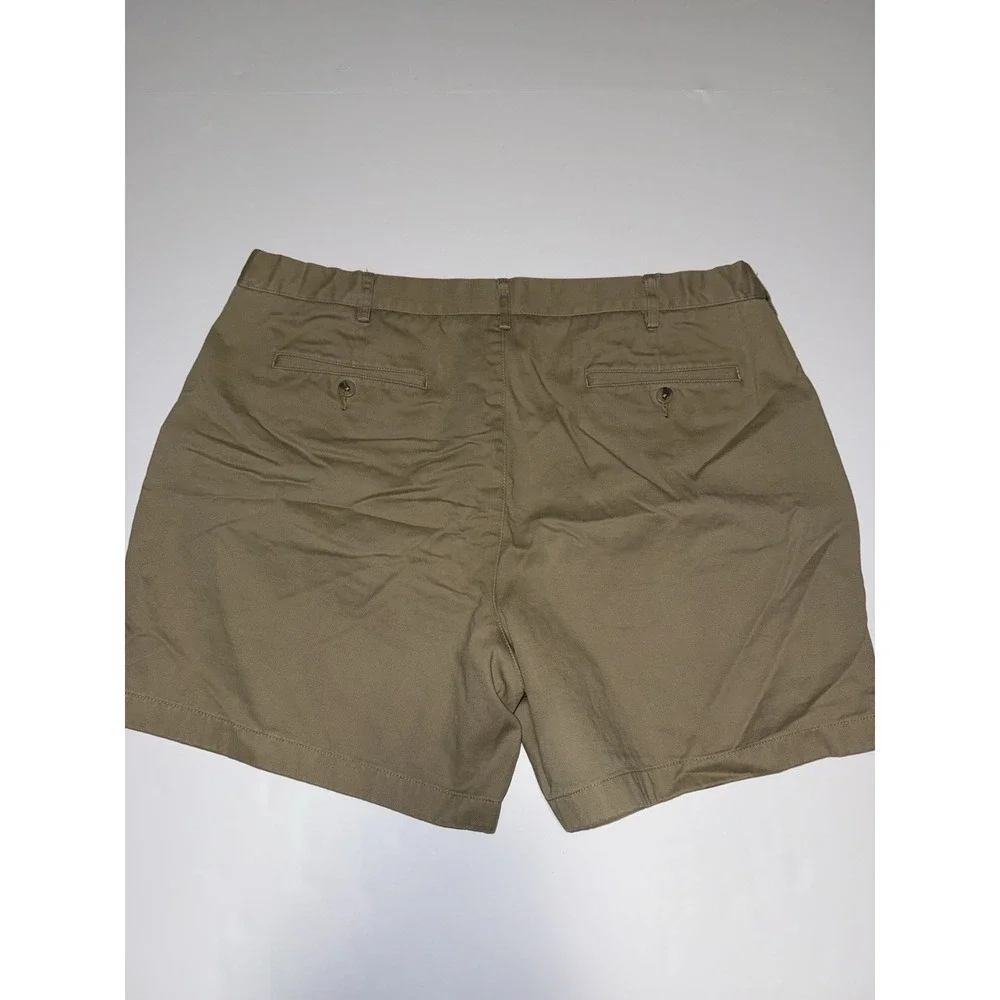 Lands' End Men 40 Chino Shorts Cotton Traditional Fit Tan Khaki Pleated Casual
